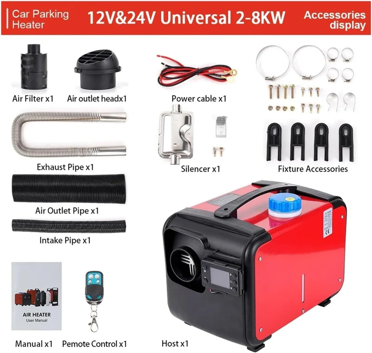 5–8KW 12–24V All-in-One Diesel Air Heater - Image 2