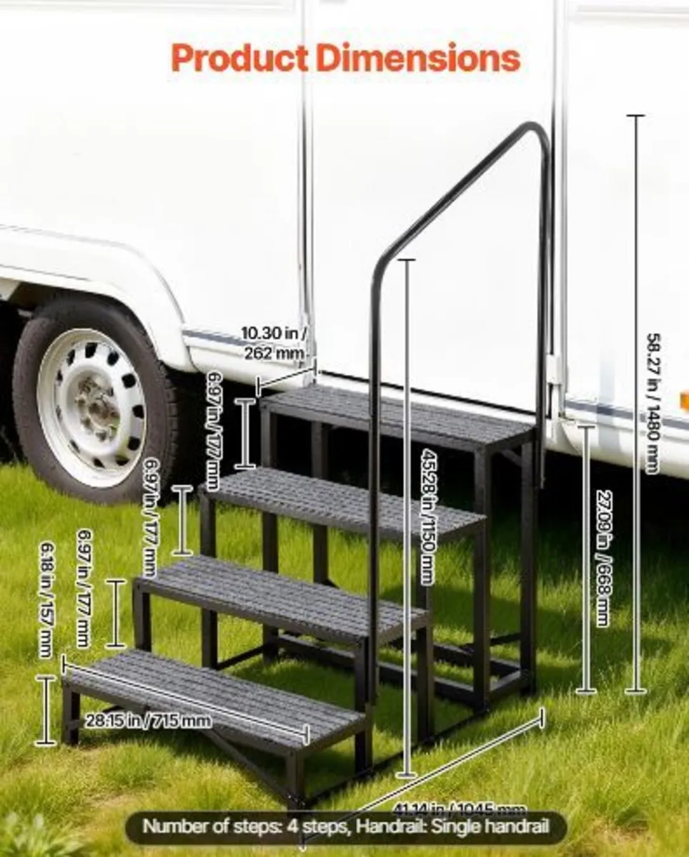 RV Steps with Handrail, 4 Steps - Image 2