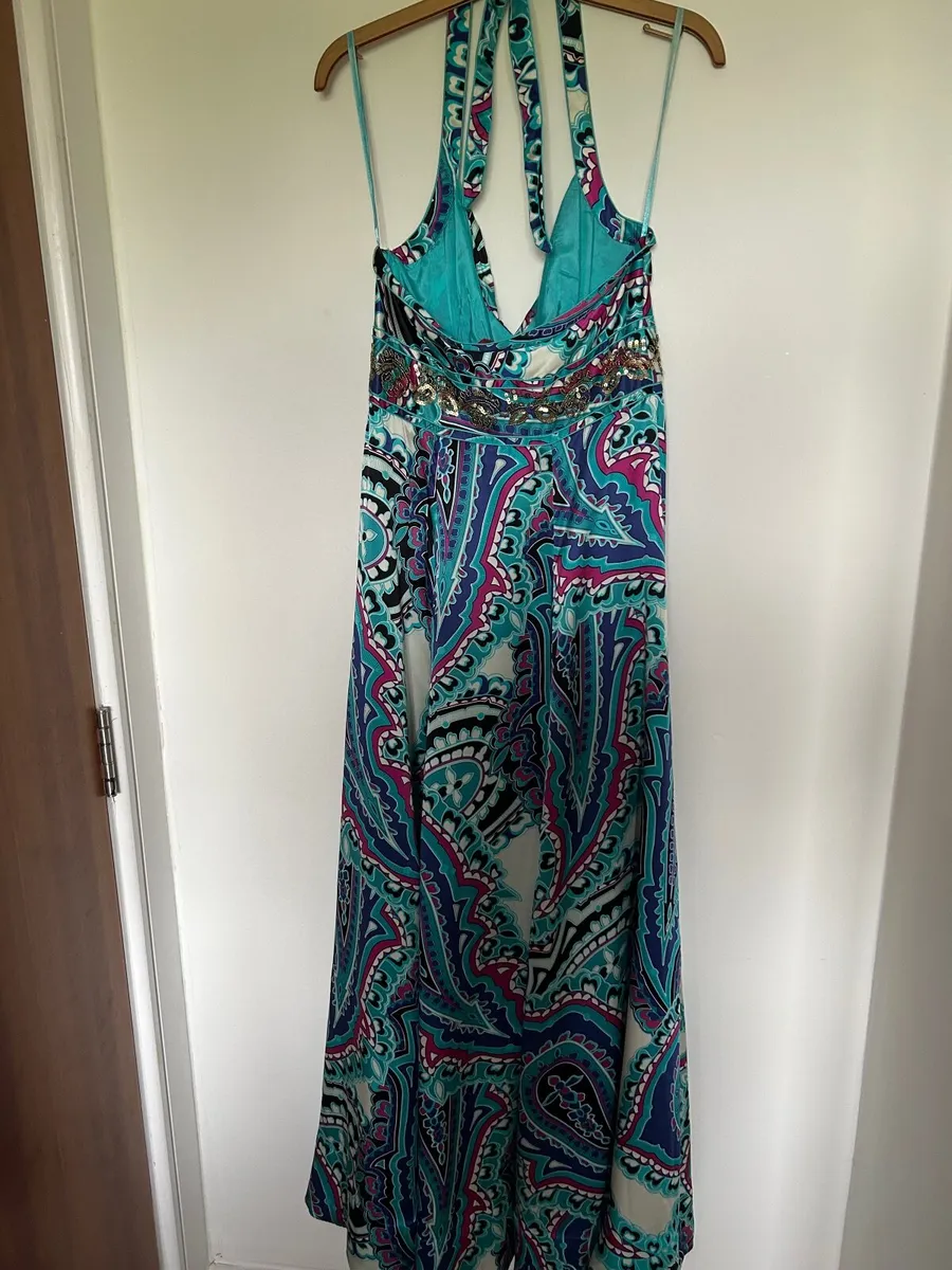 vintage Monsoon silk halterneck maxi dress,paisley - Image 3