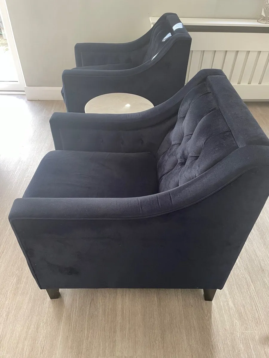 Navy Velvet Armchairs - Image 2
