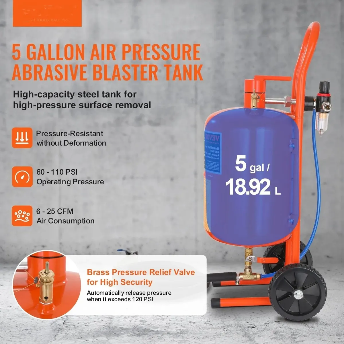 Sandblaster 18.9L Portable Sandblasting System - Image 2