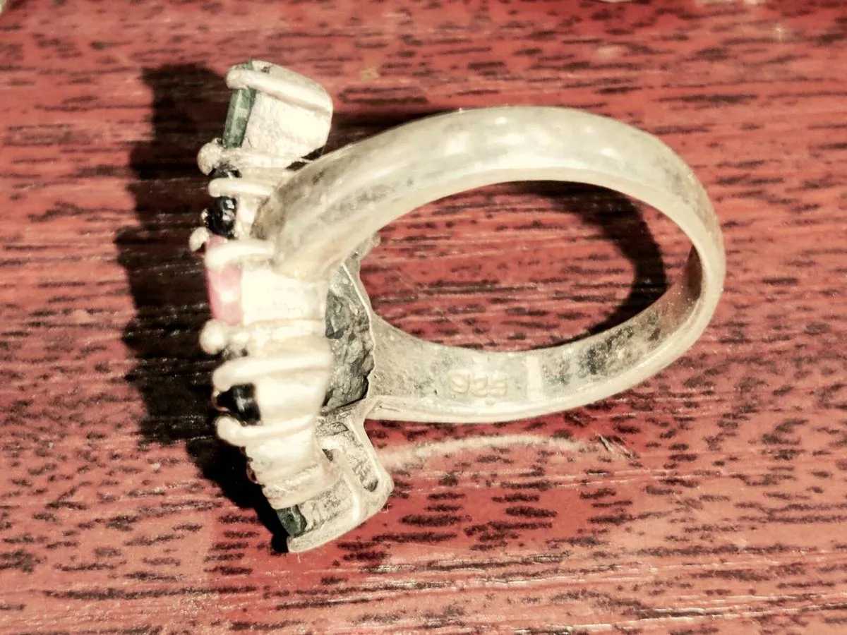 CHUNKY MARCASITE JADE, 925 Silver Unisex Ring ! - Image 4