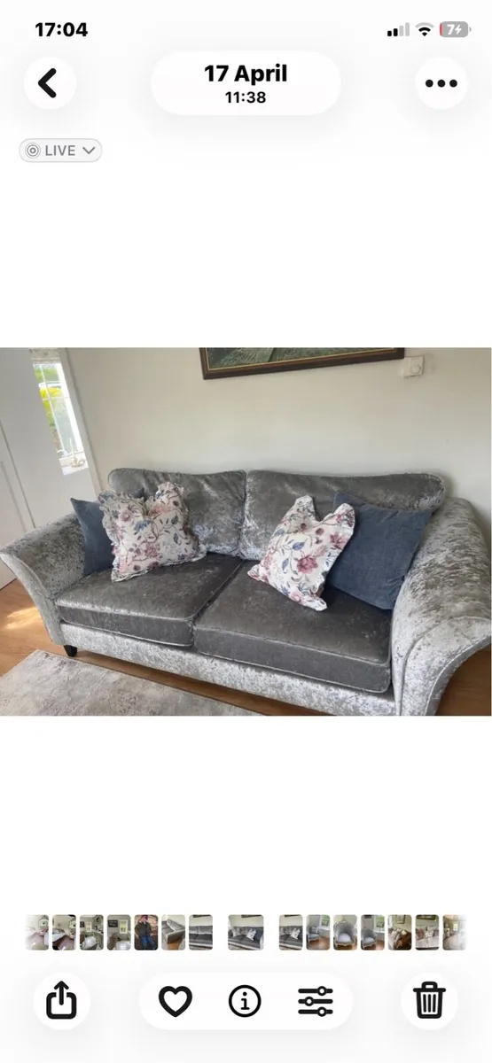 Silver grey couch - Image 1