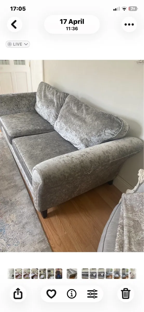 Silver grey couch - Image 3