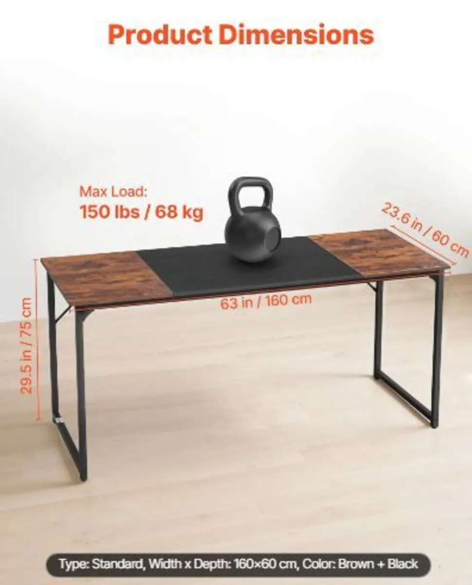 Computer Desk, 160 cm Office Gaming Desk - Image 3