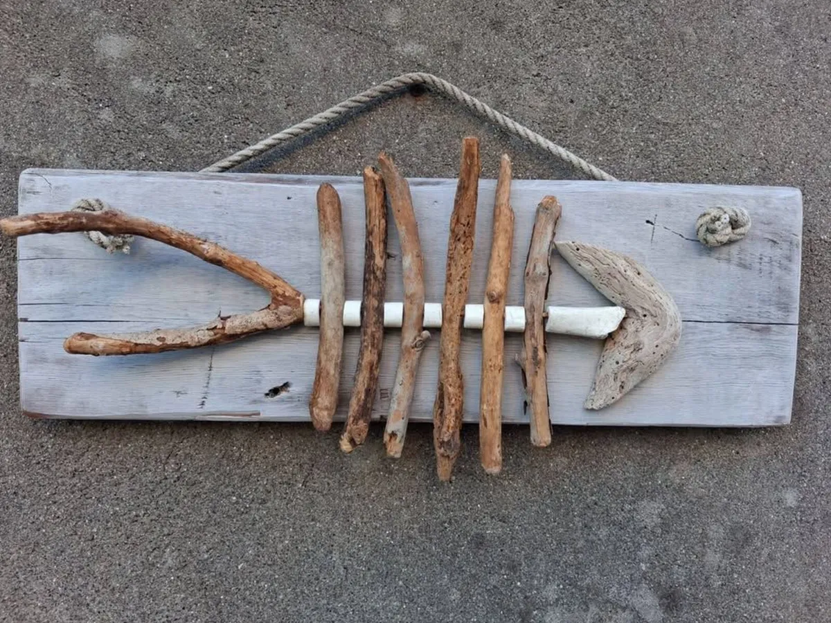 "Fish & Chips" Driftwood Artwork - Image 1