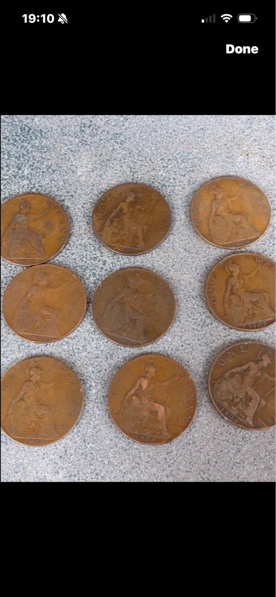 Antique UK Penny Coins (9) - Image 2