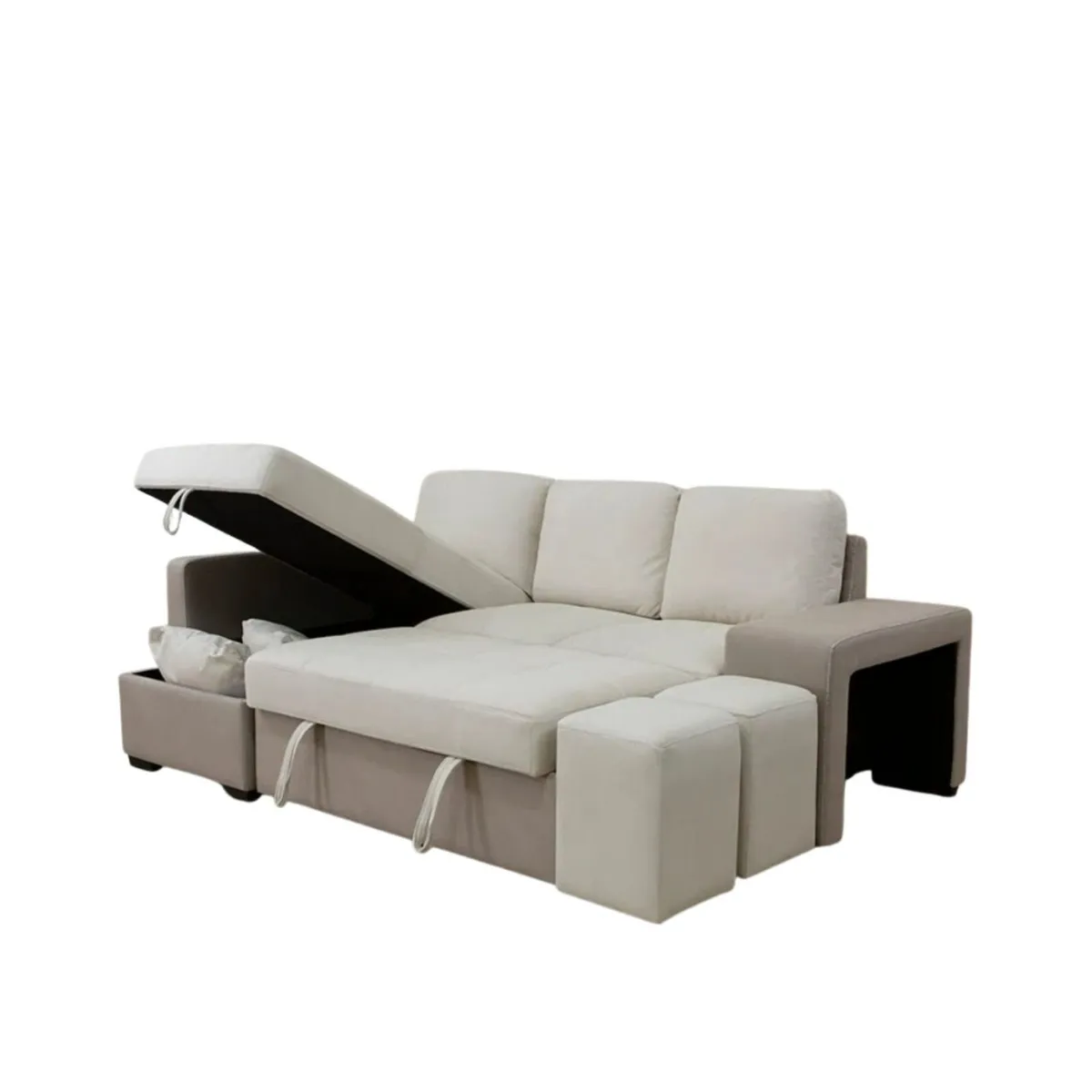 ✨ STACY BEIGE CHAISE LONGUE SOFA BED WITH STORAGE - Image 2