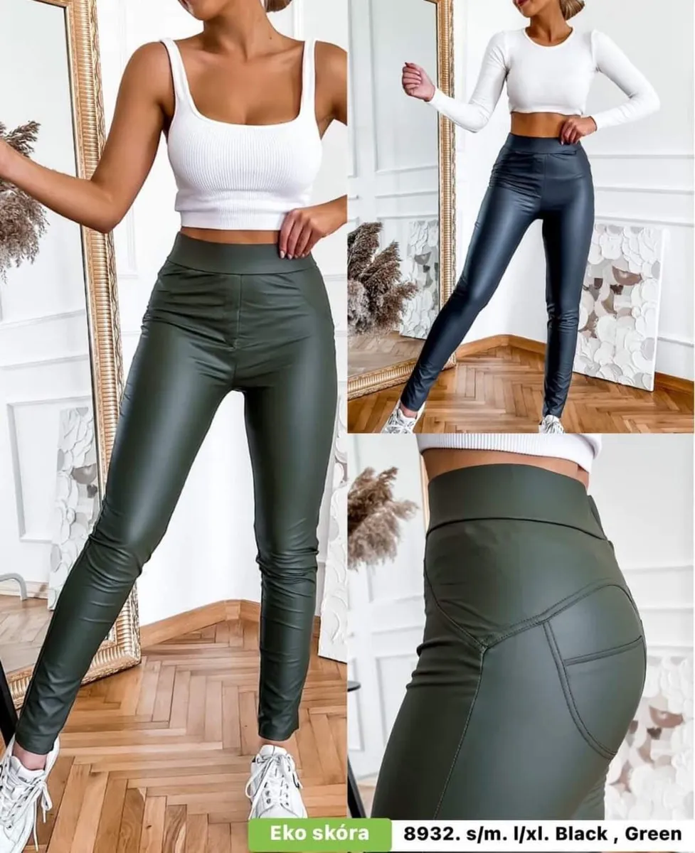 High Waist PU Leggings skinny - Image 1