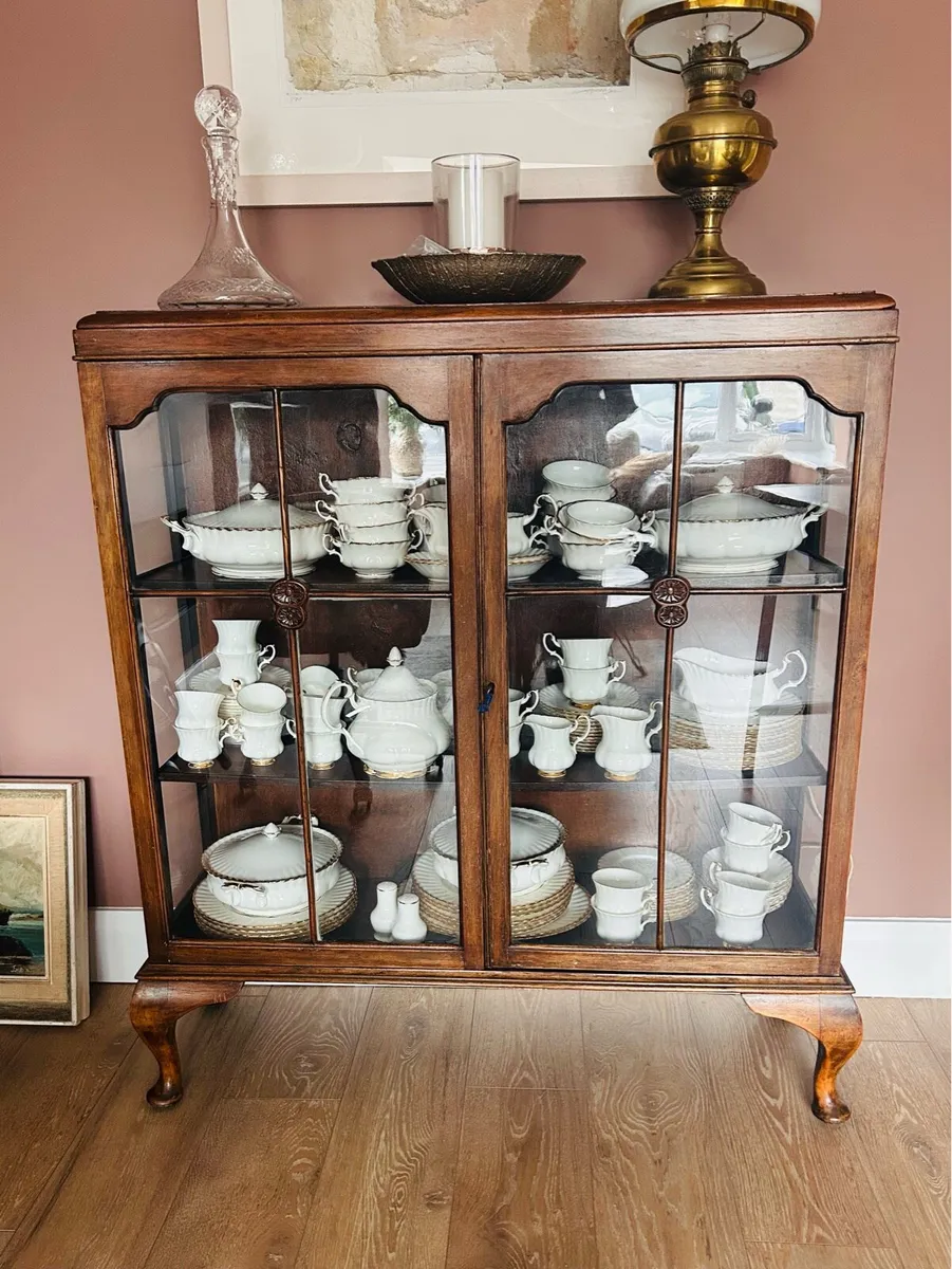 Queen Anne Style Antique glass fronted display - Image 1