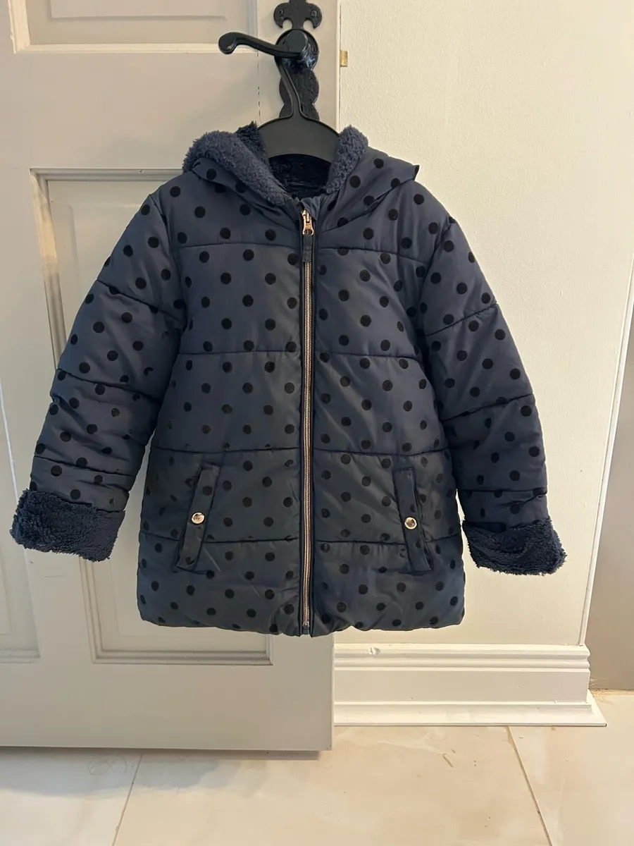 Kids Girls Winter Jacket Puffer Warm 6-7 Navy - Image 1