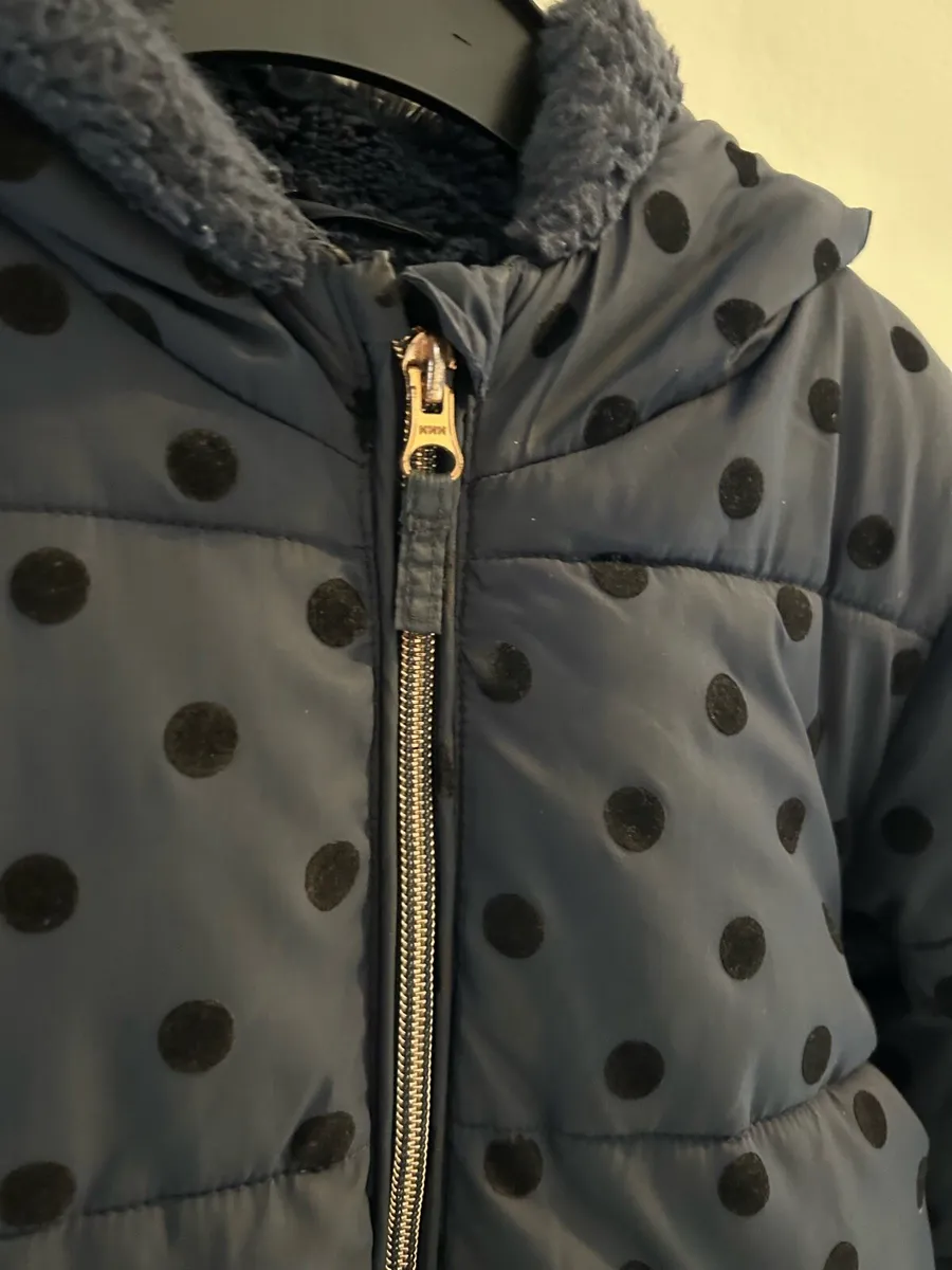 Kids Girls Winter Jacket Puffer Warm 6-7 Navy - Image 2