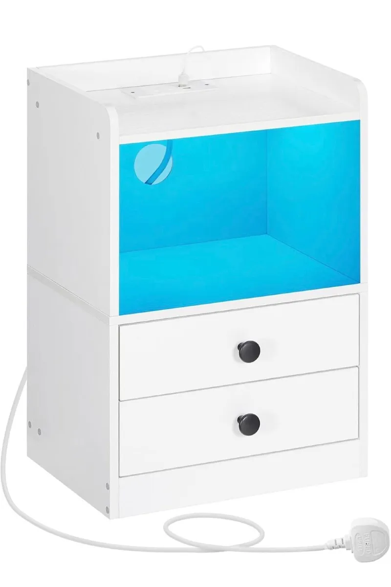 Bedside Table with Charging Station, Side Table wi - Image 2