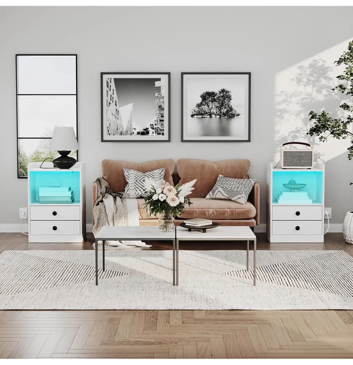 Bedside Table with Charging Station, Side Table wi - Image 3