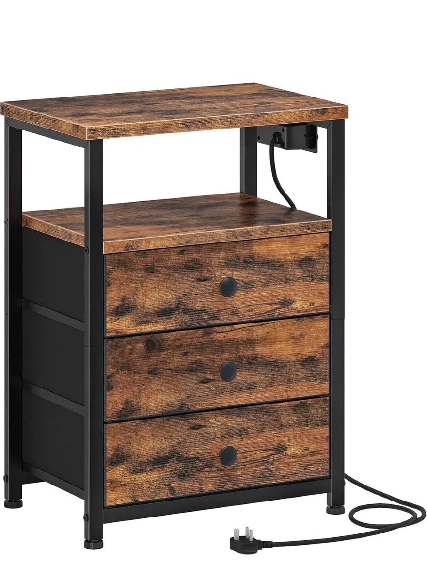 Bedside Table with Charging Station, End Table wit - Image 2