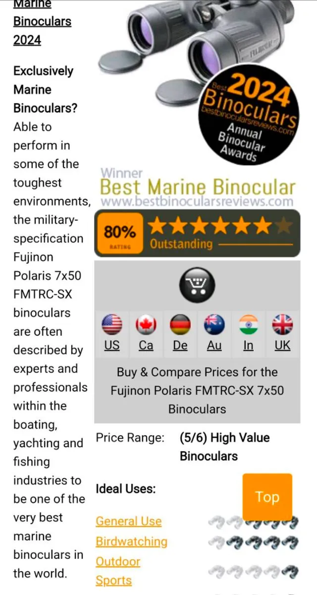 Fujinon 7 x 50 Binoculars Marine compass - Image 1