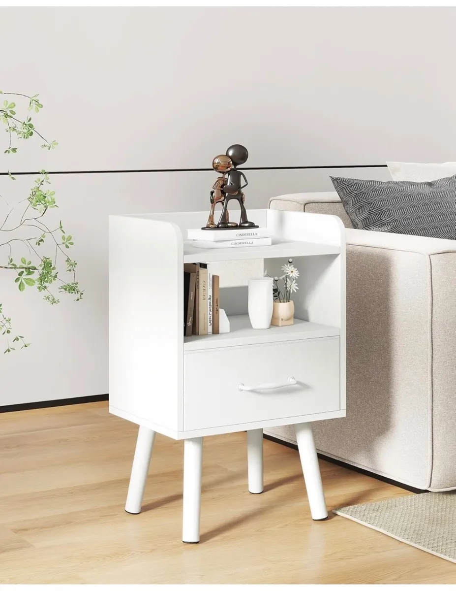 Bedside Table Set of 2, Nightstand, Side Table, Wo - Image 2