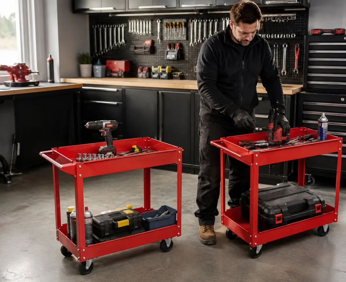 Set of 2 Workshop Tool Trolleys 100 kg Heavy-Duty - Image 2