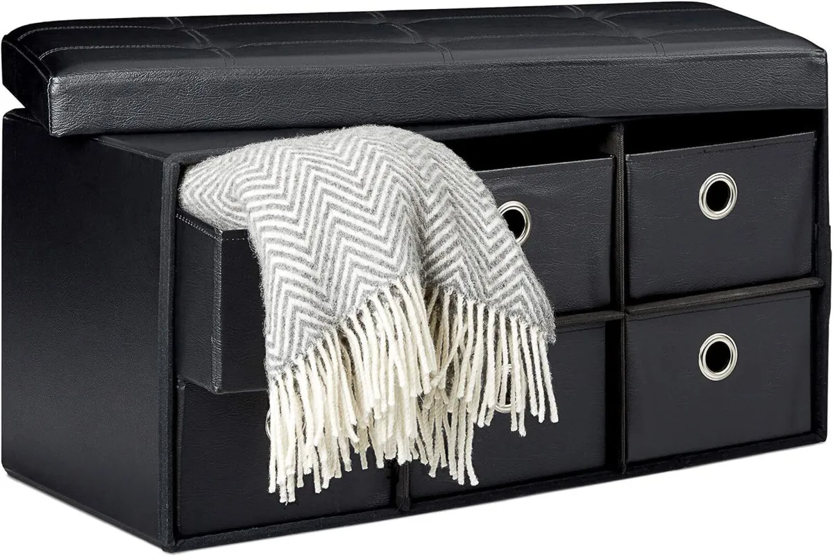 Folding Storage Ottoman Foldaway Seat with 6 - Image 1