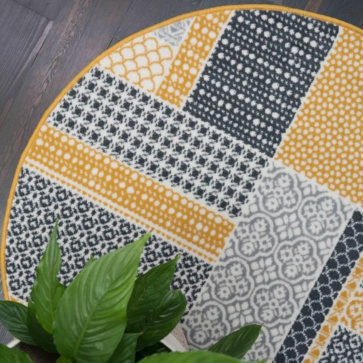 Milan Ochre Mustard Patchwork Squares Traditional - Image 3