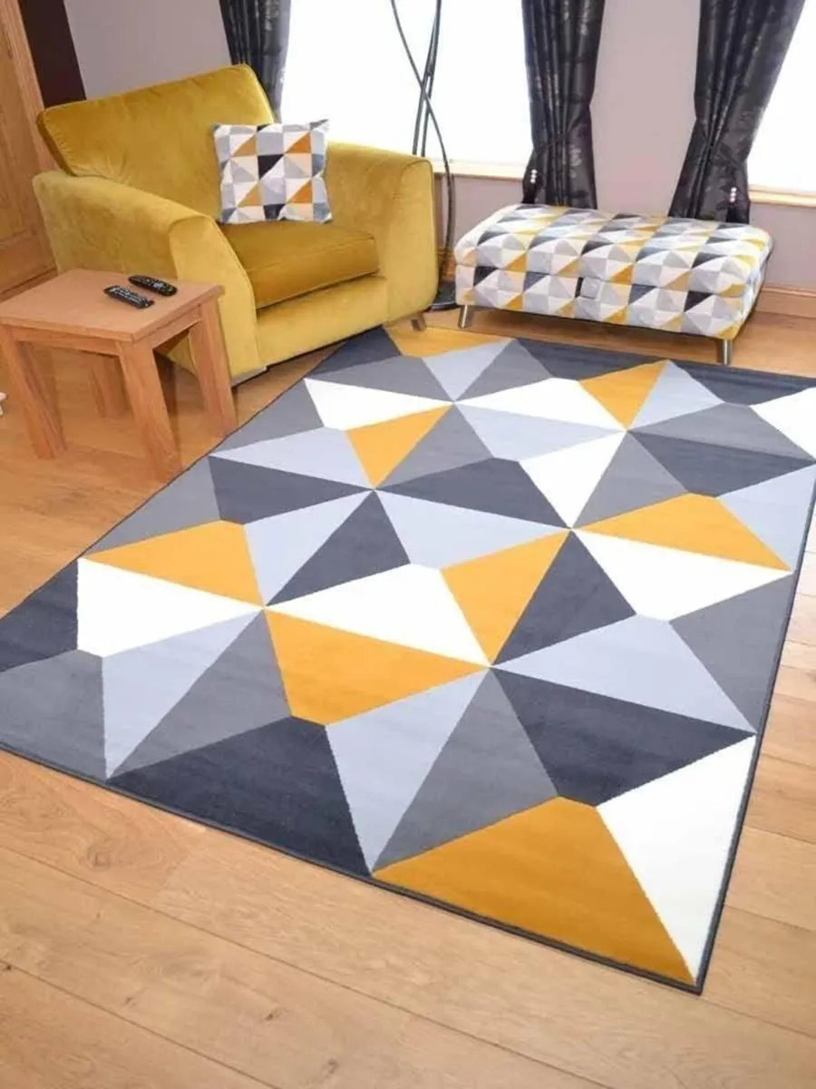 Modern Style Florence Ochre Mustard Triangle Rugs