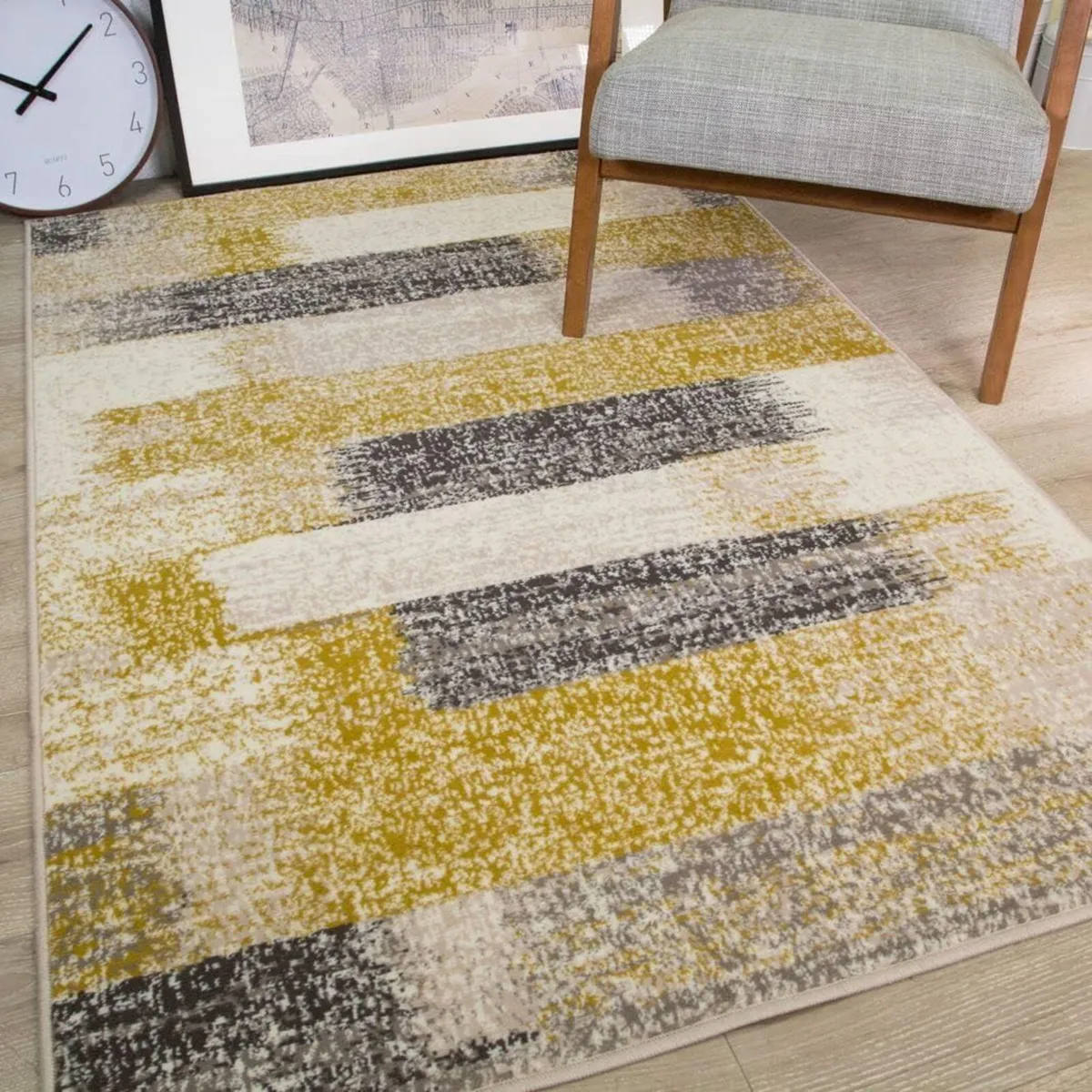 Milan Mottled Faded Distressed Ikat Stripe Design - Image 1