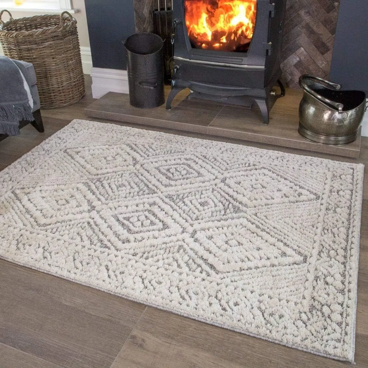 Large Soft Fluffy Trellis Area Rug Shaggy Shag - Image 4