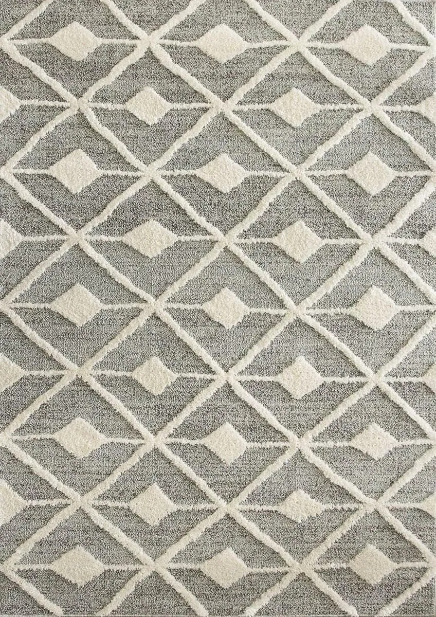 Textured Trellis Striped Rug Large Diamond Aztec - Image 1