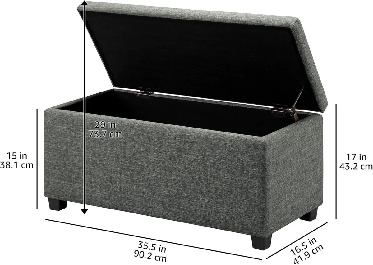 Upholstered Rectangular Ottoman Polyester Storage - Image 3