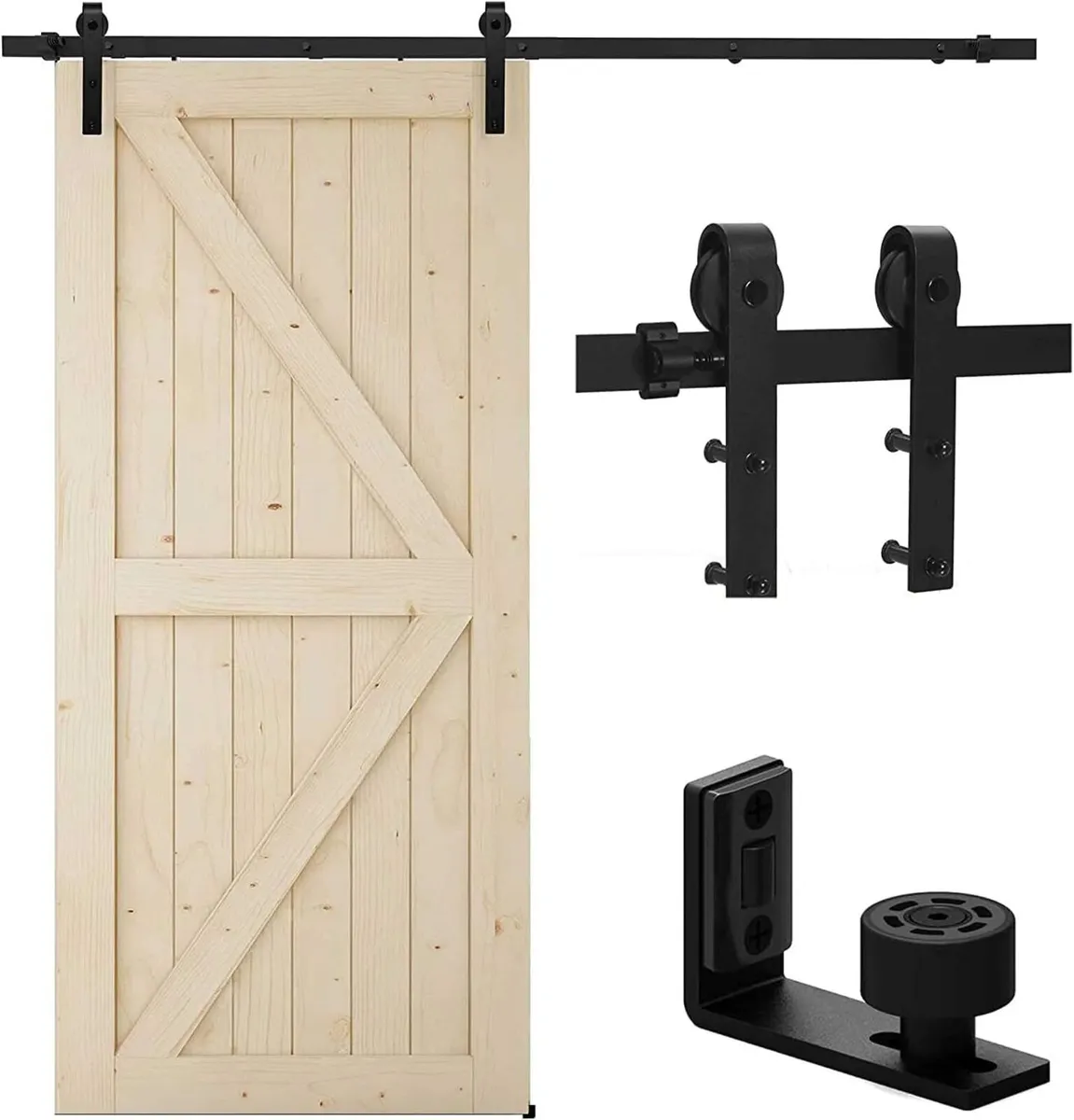5FT Sliding Door Track Kit Barn Wood - Image 1