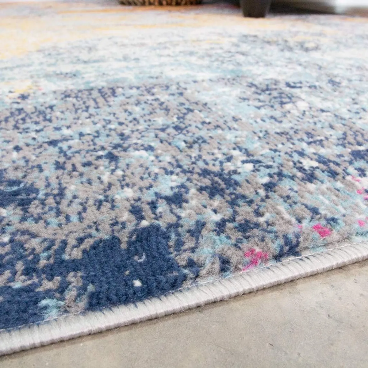 Ochre Mottled Rug Distressed Abstract Boho - Image 4