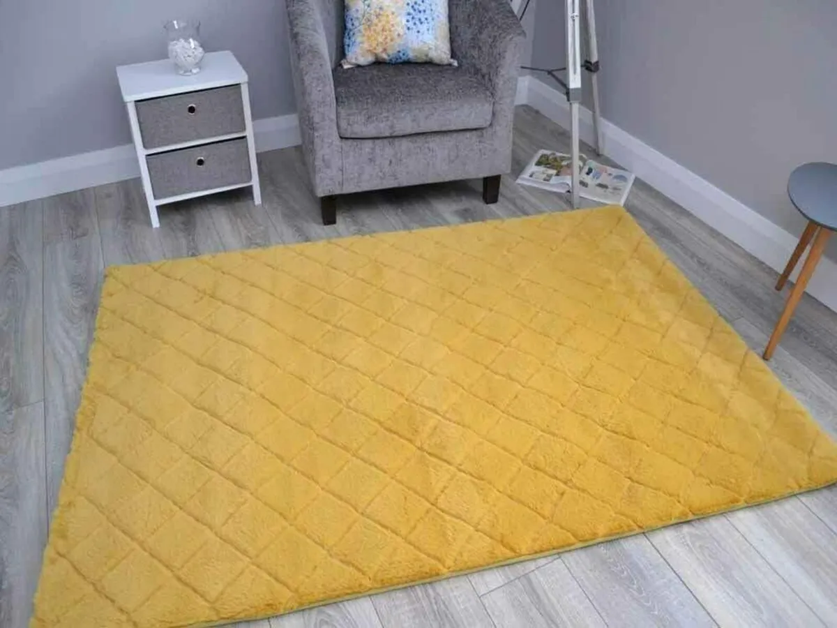Natural Faux Rabbit Fur Rugs Ochre