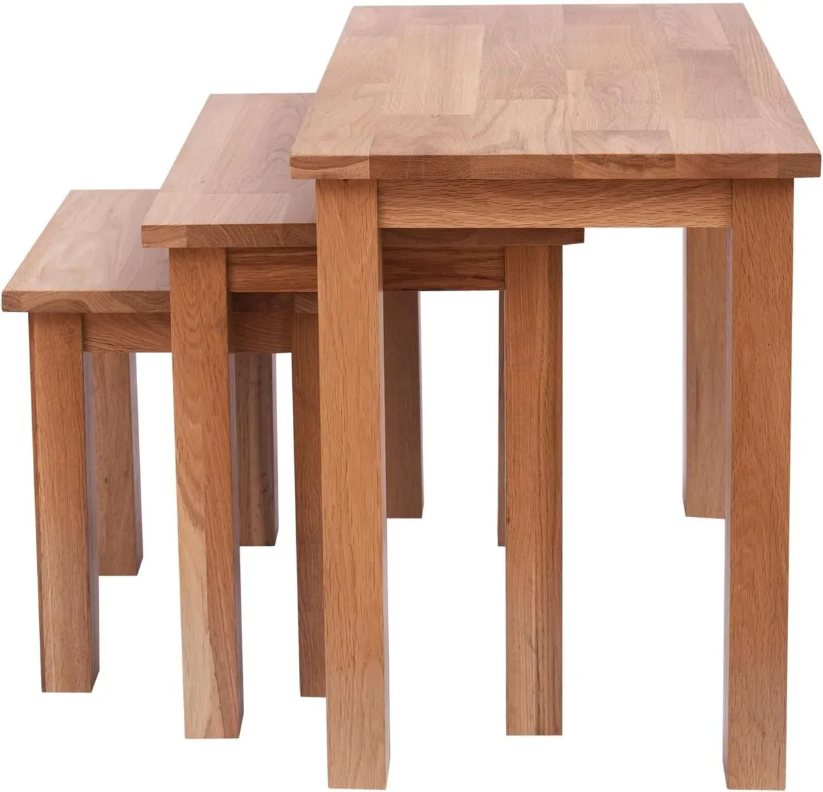 Oak Solid Nest of 3 Tables Coffee Table - Image 3