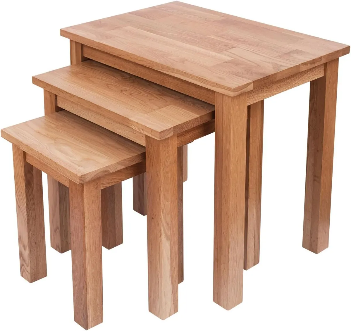 Oak Solid Nest of 3 Tables Coffee Table - Image 1
