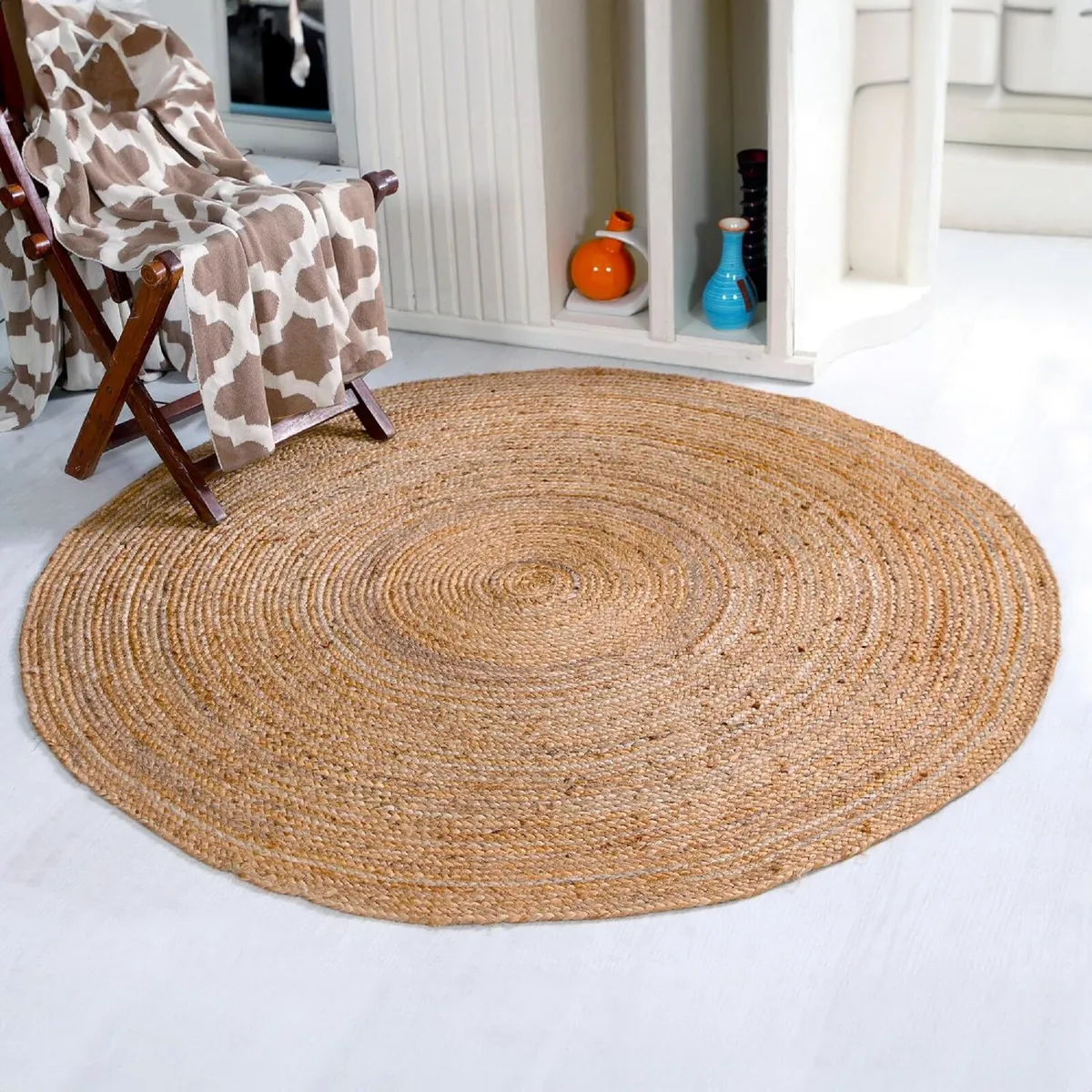 Jute Area Rug 100% Natural Fibre Hand Woven - Image 1