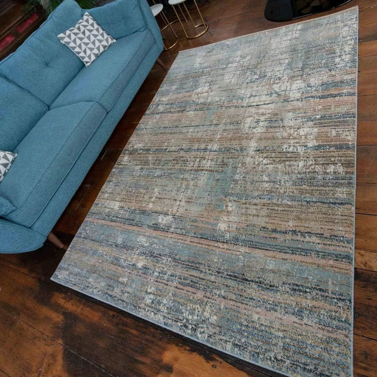 Modern Distressed Painterly Abstract Large Living - Image 1