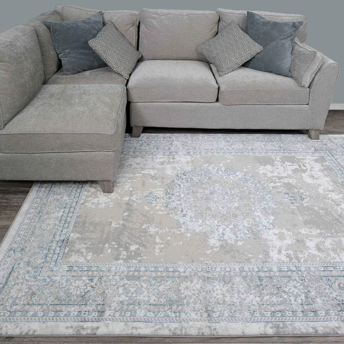 Modern Medallion Style Metallic Big Area Rug Plush - Image 2