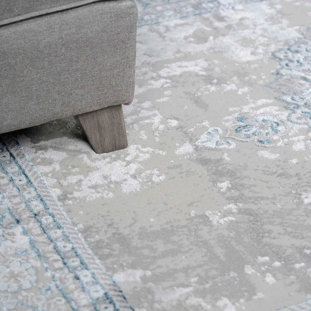 Modern Medallion Style Metallic Big Area Rug Plush - Image 3