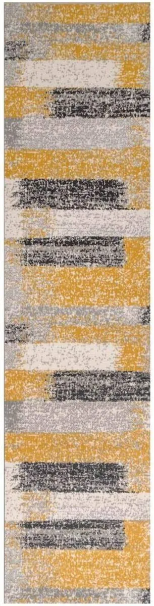 Distressed Abstract Living Room Carpet Runner Rug - Image 1