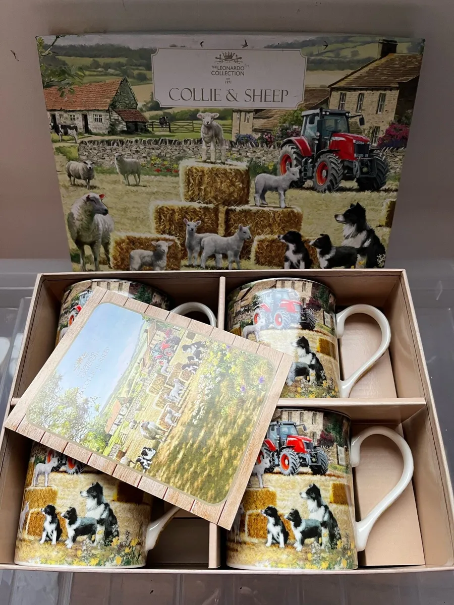 4x china mugs Collie & sheep leonardo collection - Image 1