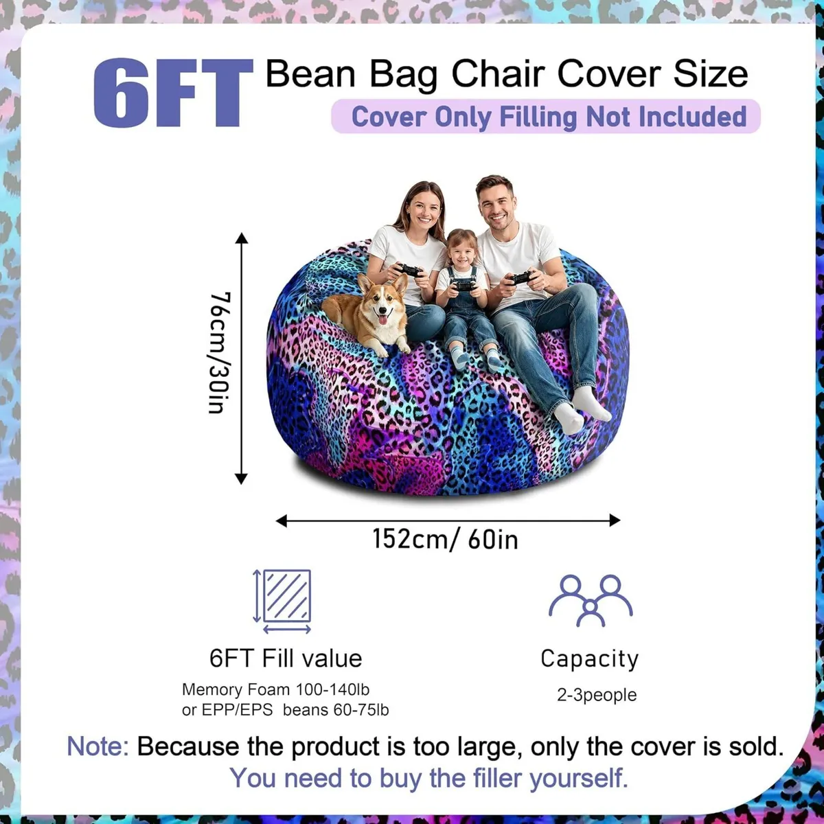 Giant Bean Bag Chairs for Adults Soft Fluffy - Image 2