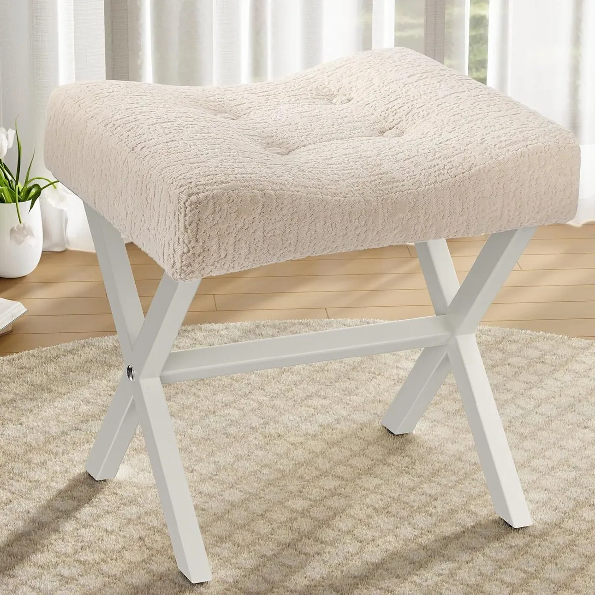 18-Inch Large Vanity Stool Chair Bench with Metal - Image 1