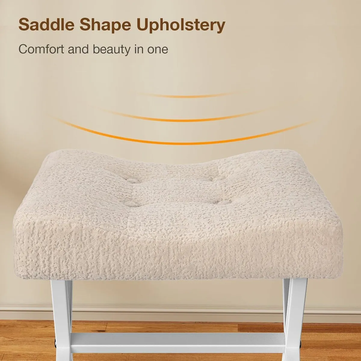 18-Inch Large Vanity Stool Chair Bench with Metal - Image 3