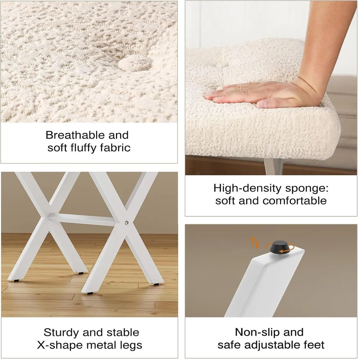 18-Inch Large Vanity Stool Chair Bench with Metal - Image 4