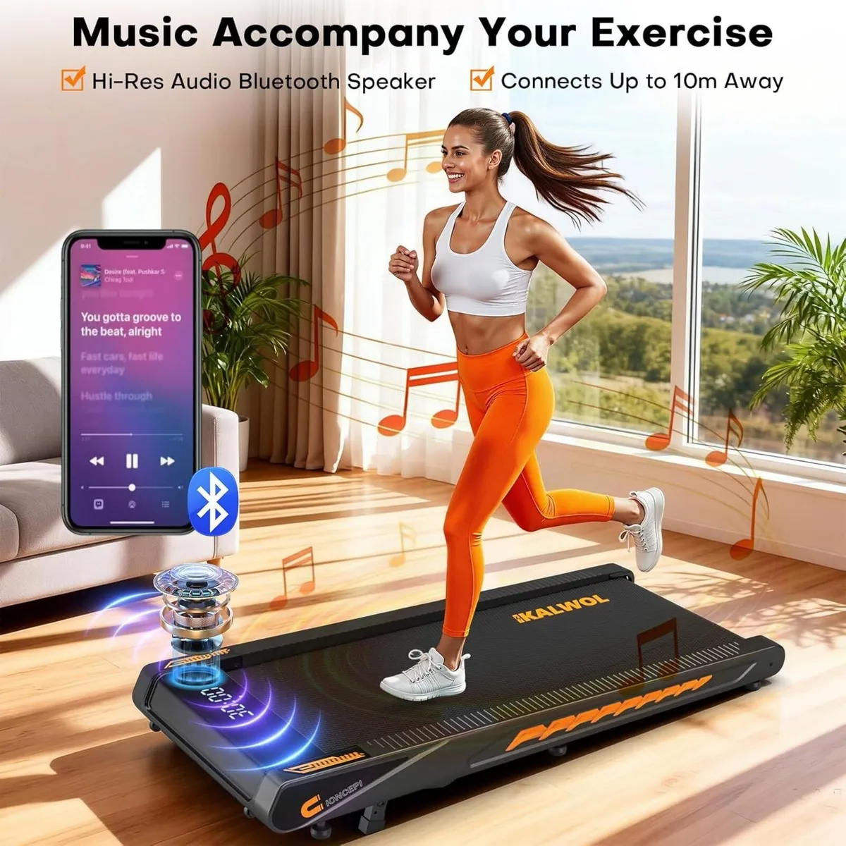 Walking Pad Treadmill with Speaker 4-In-1 Under - Image 2