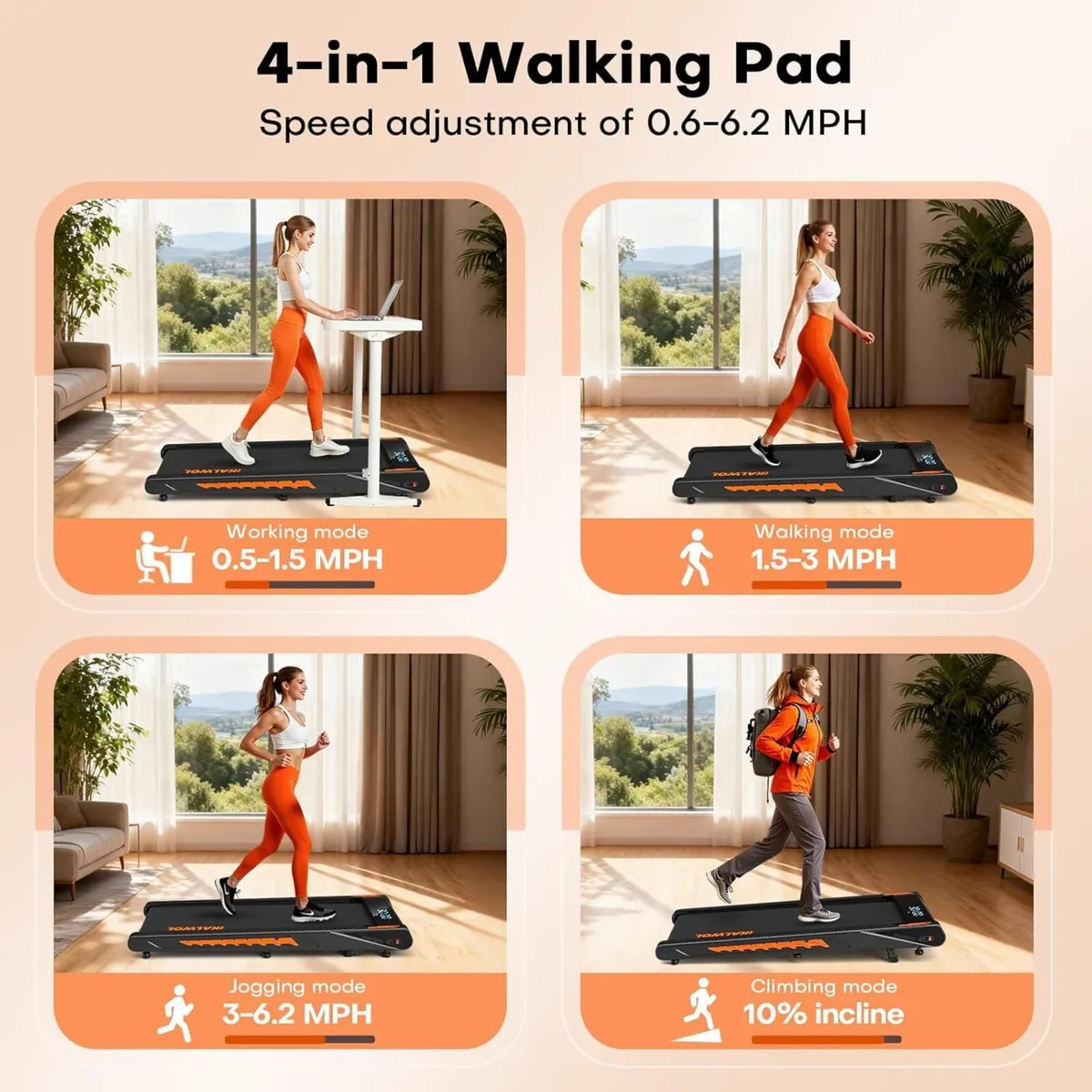 Walking Pad Treadmill with Speaker 4-In-1 Under - Image 4