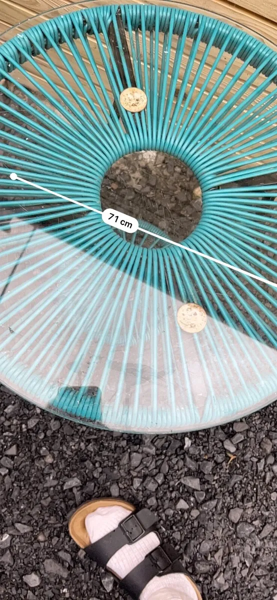 Turquoise Outdoor Bistro Table - Image 1