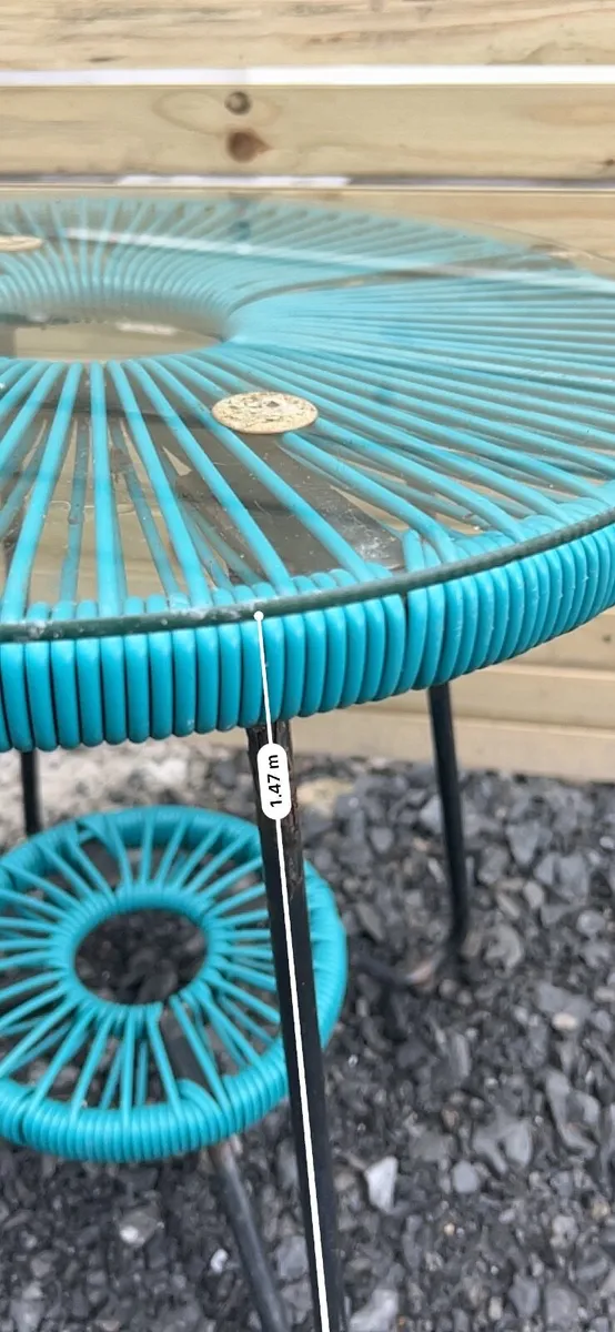 Turquoise Outdoor Bistro Table - Image 2