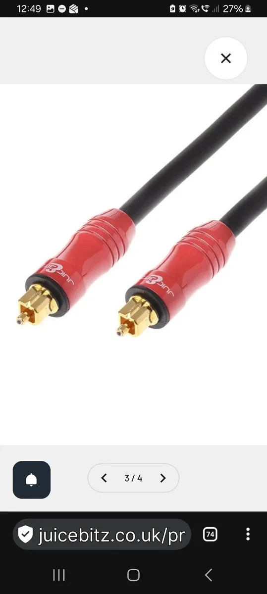 Fibre Optic Digital Audio Cable 2mToslink SPDIF Le - Image 1
