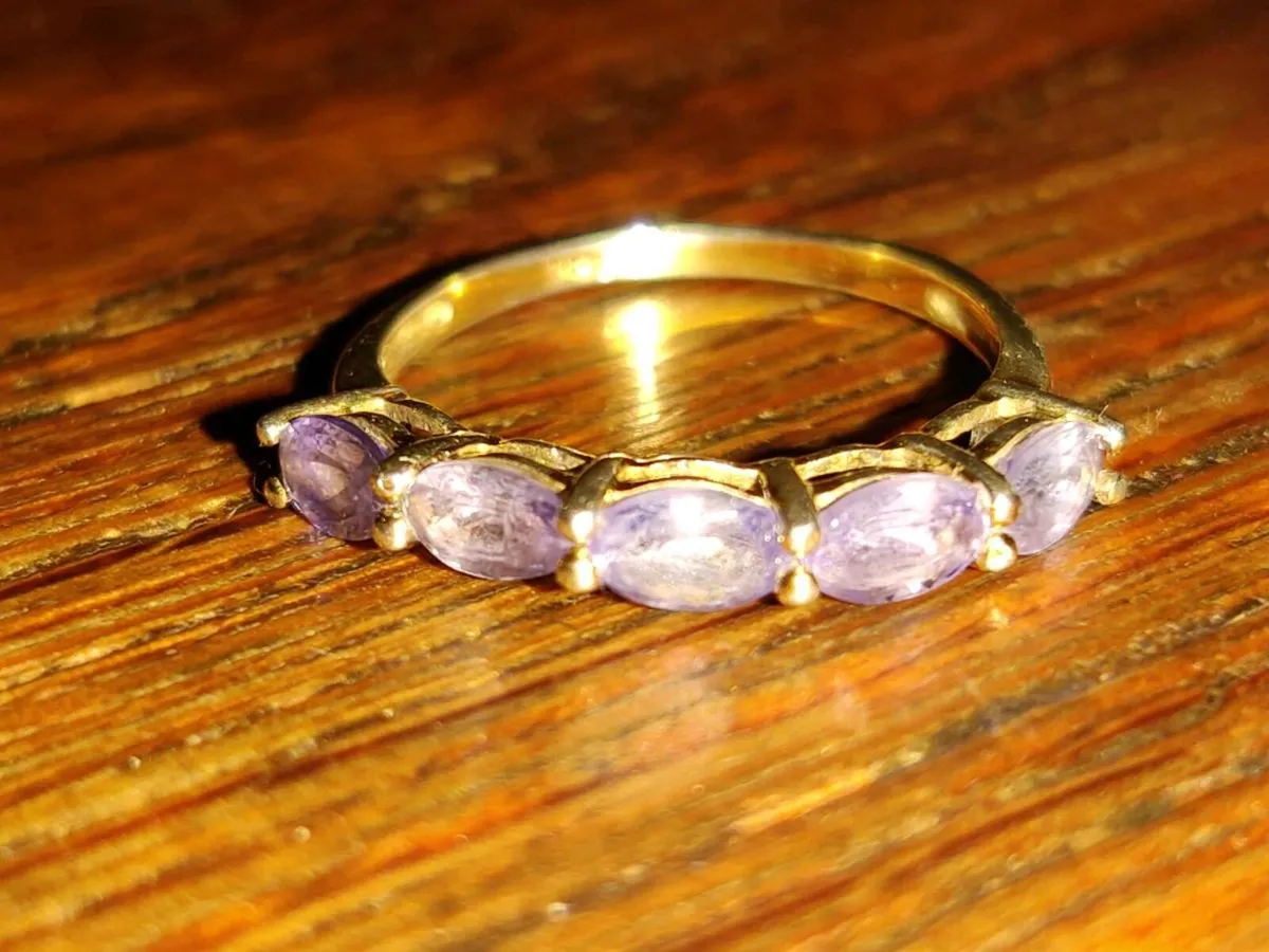 CHUNKY TANZANITES 925 Silver New Ladies Dress Ring - Image 1